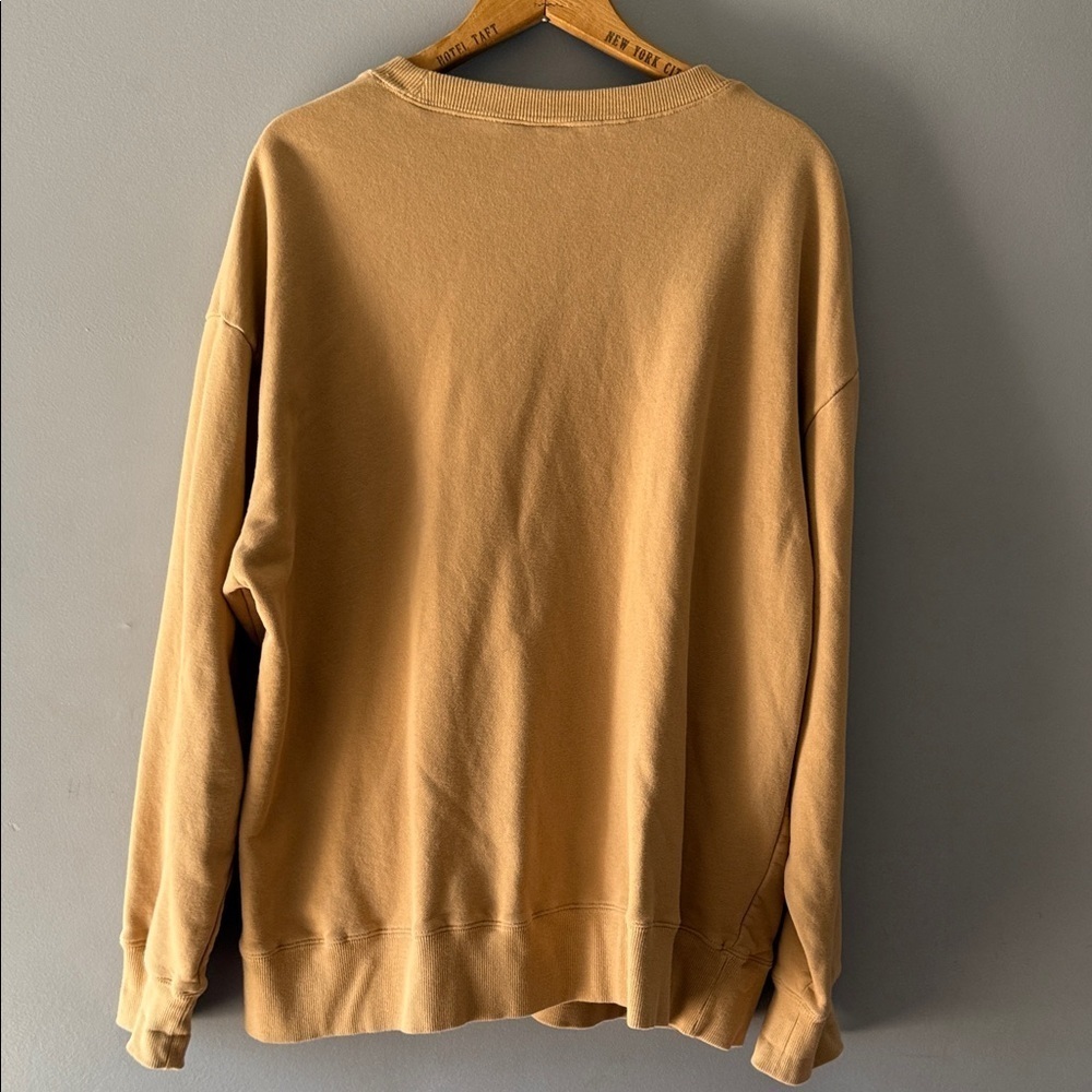 Goumi Women's Tan Crewneck Sweatshirt L 100%ORGANIC COTTON Kangaroo pocket - Picture 2 of 10